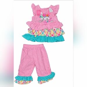 Pink Bunny Print Toddler Outfit